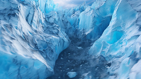 Unforgiving chilly surface of ice sheet. Creative resource, AI Generatedの素材