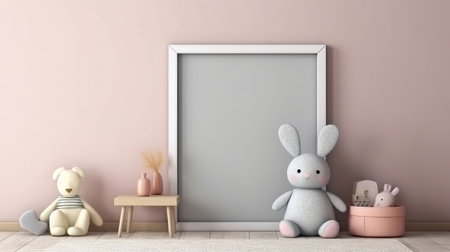 Insult tv diagram with charming rabbit doll 3d internal parts rendering arrange. Creative resource, AI Generatedの素材