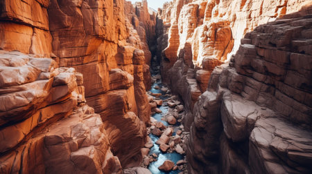 Coast see of essential canyon in detestable courses of movement. Creative resource, AI Generatedの素材