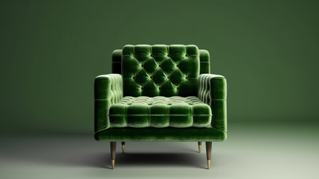 pulled back green velvet cutting edge chair. Creative resource, AI Generatedの素材