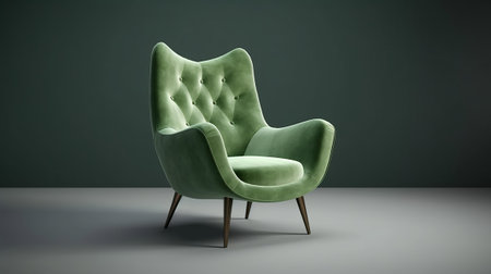 pulled back green velvet cutting edge chair. Creative resource, AI Generatedの素材