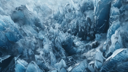 Unforgiving chilly surface of ice sheet. Creative resource, AI Generatedの素材