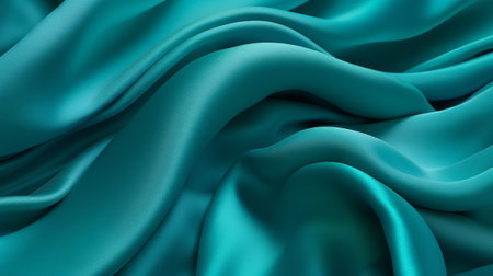 Turquoise and Water Cloth with Wrinkles and Folds. Multicolored Wavy Surface Establishment. Creative resource, AI Generatedの素材
