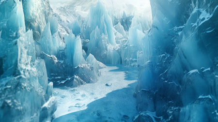 Unforgiving chilly surface of ice sheet. Creative resource, AI Generatedの素材