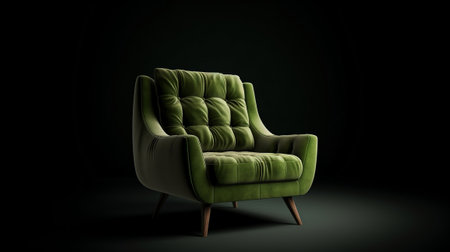 pulled back green velvet cutting edge chair. Creative resource, AI Generatedの素材
