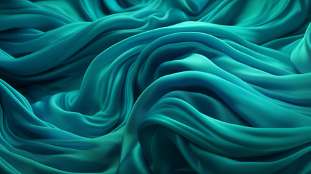 Turquoise and Water Cloth with Wrinkles and Folds. Multicolored Wavy Surface Foundation. Creative resource, AI Generatedの素材