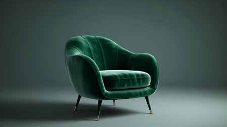 pulled back green velvet cutting edge chair. Creative resource, AI Generatedの素材