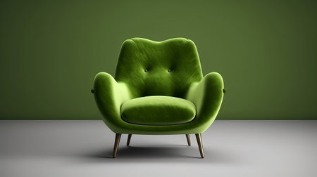 pulled back green velvet cutting edge chair. Creative resource, AI Generatedの素材