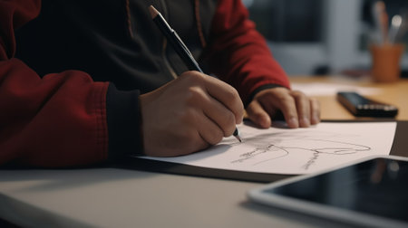 Creator male arm hold sensible cushion compose working on grow. Creative resource, AI Generatedの素材