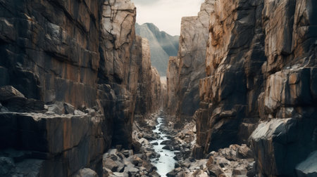 Coast see of significant canyon in disgusting courses of enhancement. Creative resource, AI Generatedの素材