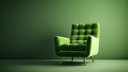 pulled back green velvet cutting edge chair. Creative resource, AI Generatedの素材