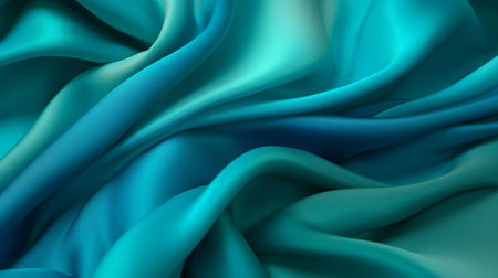 Turquoise and Water Cloth with Wrinkles and Folds. Multicolored Wavy Surface Foundation. Creative resource, AI Generatedの素材
