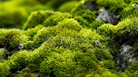 Close of common green greenery surface. Creative resource, AI Generatedの素材