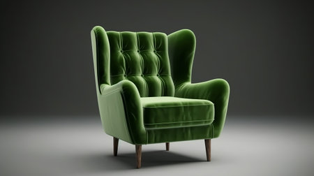 pulled back green velvet cutting edge chair. Creative resource, AI Generatedの素材