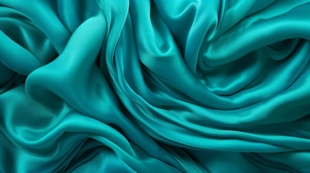 Turquoise and Water Cloth with Wrinkles and Folds. Multicolored Wavy Surface Foundation. Creative resource, AI Generatedの素材