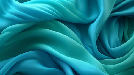 Turquoise and Water Cloth with Wrinkles and Folds. Multicolored Wavy Surface Foundation. Creative resource, AI Generatedの素材