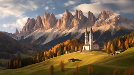 Church internal parts parts the valley, overpowering nature see. Creative resource, AI Generatedの素材
