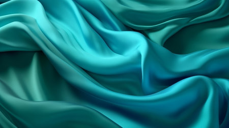 Turquoise and Water Cloth with Wrinkles and Folds. Multicolored Wavy Surface Foundation. Creative resource, AI Generatedの素材