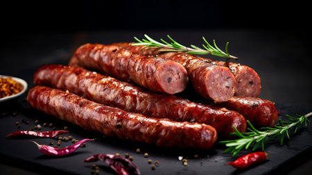Cut halal Sucuk meat meat wiener. Disturbing foundation. Best see. Duplicate space. Creative resource, AI Generatedの素材
