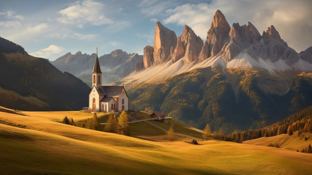 Church internal parts parts the valley, overpowering nature see. Creative resource, AI Generatedの素材