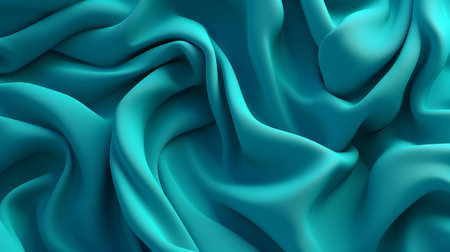 Turquoise and Water Cloth with Wrinkles and Folds. Multicolored Wavy Surface Foundation. Creative resource, AI Generatedの素材