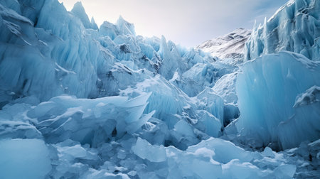 Unforgiving chilly surface of ice sheet. Creative resource, AI Generatedの素材