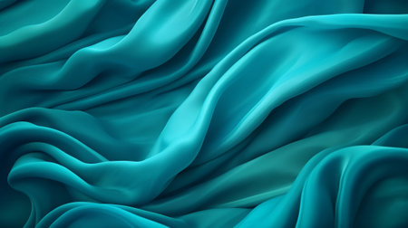 Turquoise and Water Cloth with Wrinkles and Folds. Multicolored Wavy Surface Foundation. Creative resource, AI Generatedの素材