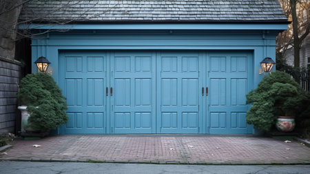 Collapsing Blue Carport Entryway. Creative resource, AI Generatedの素材