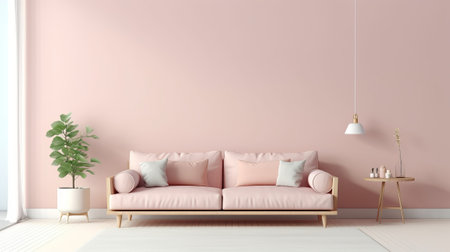 Scandinavian organize internal parts parts parts with cherish organize and coffe table. Cleanse divider exasperated in stun in interior parts parts with pastel colors. Creative resource, AI Generatedの素材