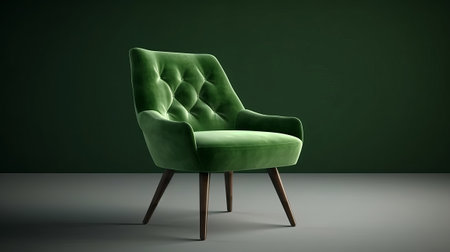 pulled back green velvet cutting edge chair. Creative resource, AI Generatedの素材