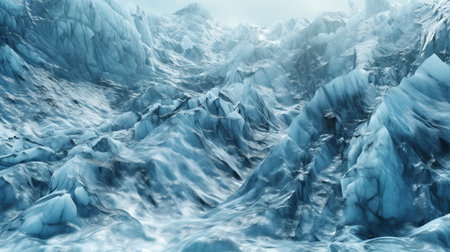 Unforgiving chilly surface of ice sheet. Creative resource, AI Generatedの素材