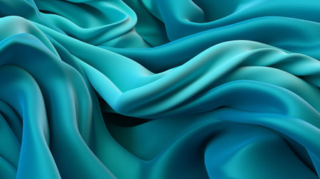 Turquoise and Water Cloth with Wrinkles and Folds. Multicolored Wavy Surface Foundation. Creative resource, AI Generatedの素材