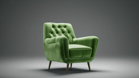 pulled back green velvet cutting edge chair. Creative resource, AI Generatedの素材