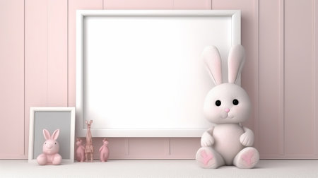 Chafed tv chart with charming rabbit doll 3d inside parts rendering organize. Creative resource, AI Generatedの素材