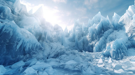 Unforgiving chilly surface of ice sheet. Creative resource, AI Generatedの素材
