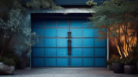 Collapsing Blue Carport Entryway. Creative resource, AI Generatedの素材
