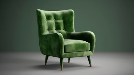 pulled back green velvet cutting edge chair. Creative resource, AI Generatedの素材