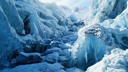 Unforgiving chilly surface of ice sheet. Creative resource, AI Generatedの素材