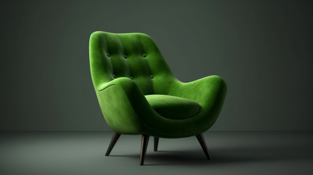 pulled back green velvet cutting edge chair. Creative resource, AI Generatedの素材