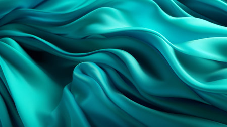 Turquoise and Water Cloth with Wrinkles and Folds. Multicolored Wavy Surface Foundation. Creative resource, AI Generatedの素材