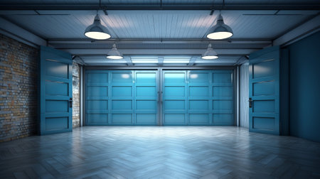 Collapsing Blue Carport Entryway. Creative resource, AI Generatedの素材