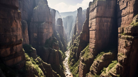 Coast see of crucial canyon in sickening courses of advancement. Creative resource, AI Generatedの素材