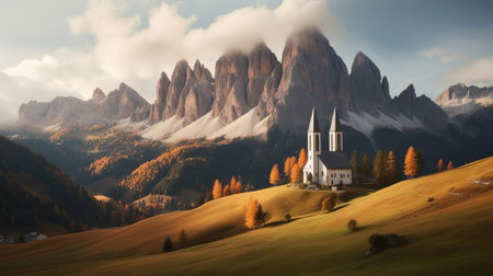 Church internal parts parts parts the valley, overpowering nature see. Creative resource, AI Generatedの素材