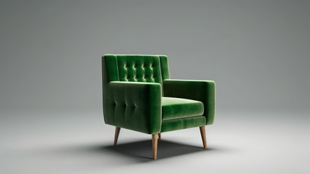 pulled back green velvet cutting edge chair. Creative resource, AI Generatedの素材