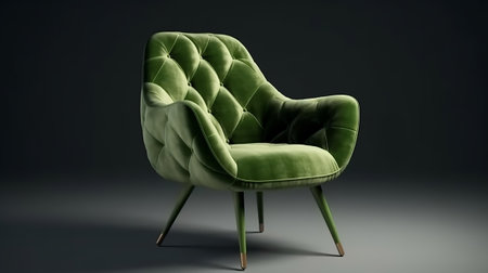 pulled back green velvet cutting edge chair. Creative resource, AI Generatedの素材
