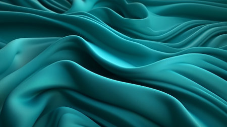 Turquoise and Water Cloth with Wrinkles and Folds. Multicolored Wavy Surface Foundation. Creative resource, AI Generatedの素材