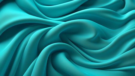 Turquoise and Water Cloth with Wrinkles and Folds. Multicolored Wavy Surface Establishment. Creative resource, AI Generatedの素材