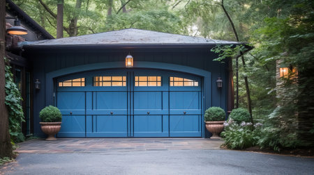 Collapsing Blue Carport Entryway. Creative resource, AI Generatedの素材