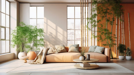Zen inner parts parts parts parts parts with pruned bamboo Creative resource, AI Generatedの素材