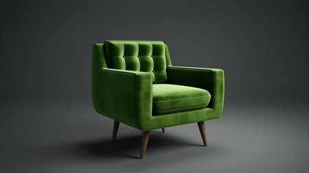 pulled back green velvet cutting edge chair. Creative resource, AI Generatedの素材